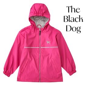 The Black Dog Girls Fuchsia Hooded Waterproof Windbreaker Sz 7/8 EUC